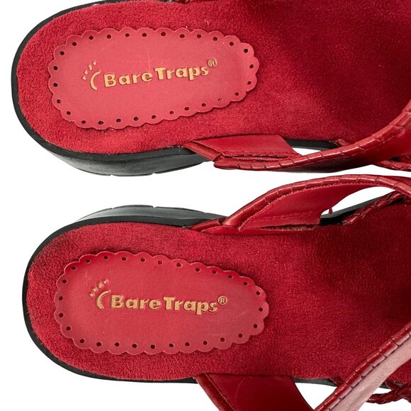Baretraps Womens Olinda Red Leather Wedge Sandals Size 10M - Picture 10 of 12